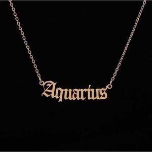 Aquarius Necklace 18K Gold Plated Stainless Steel‎ Zodiac Sign Astrology Jewelry